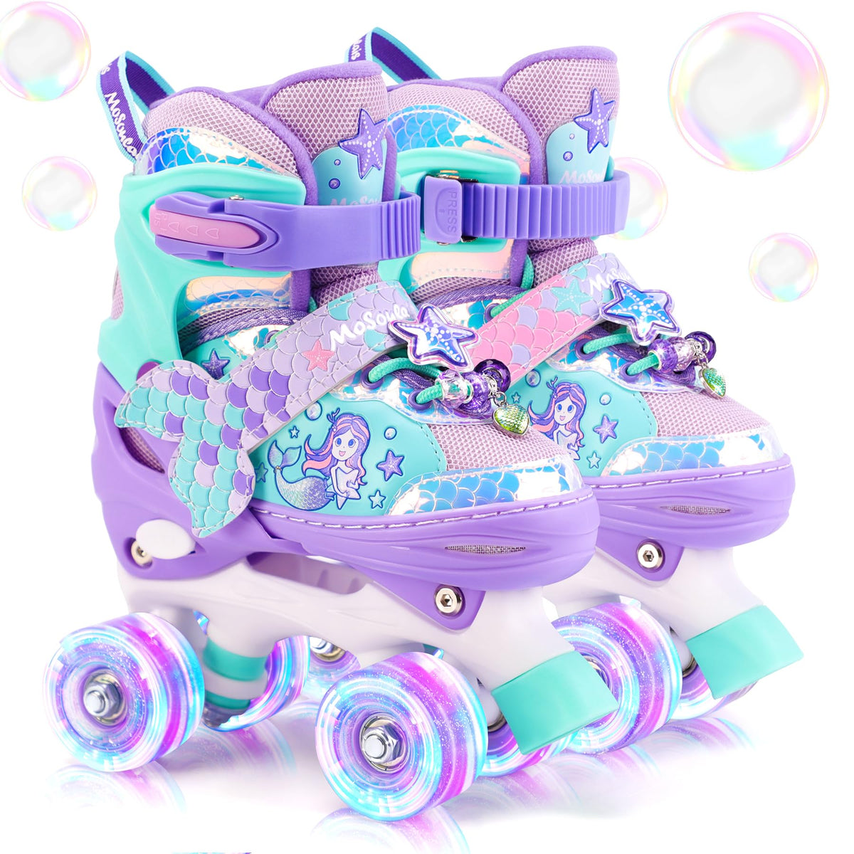 MoSoulais mermaid skates front view showing design and fit benefit visibility