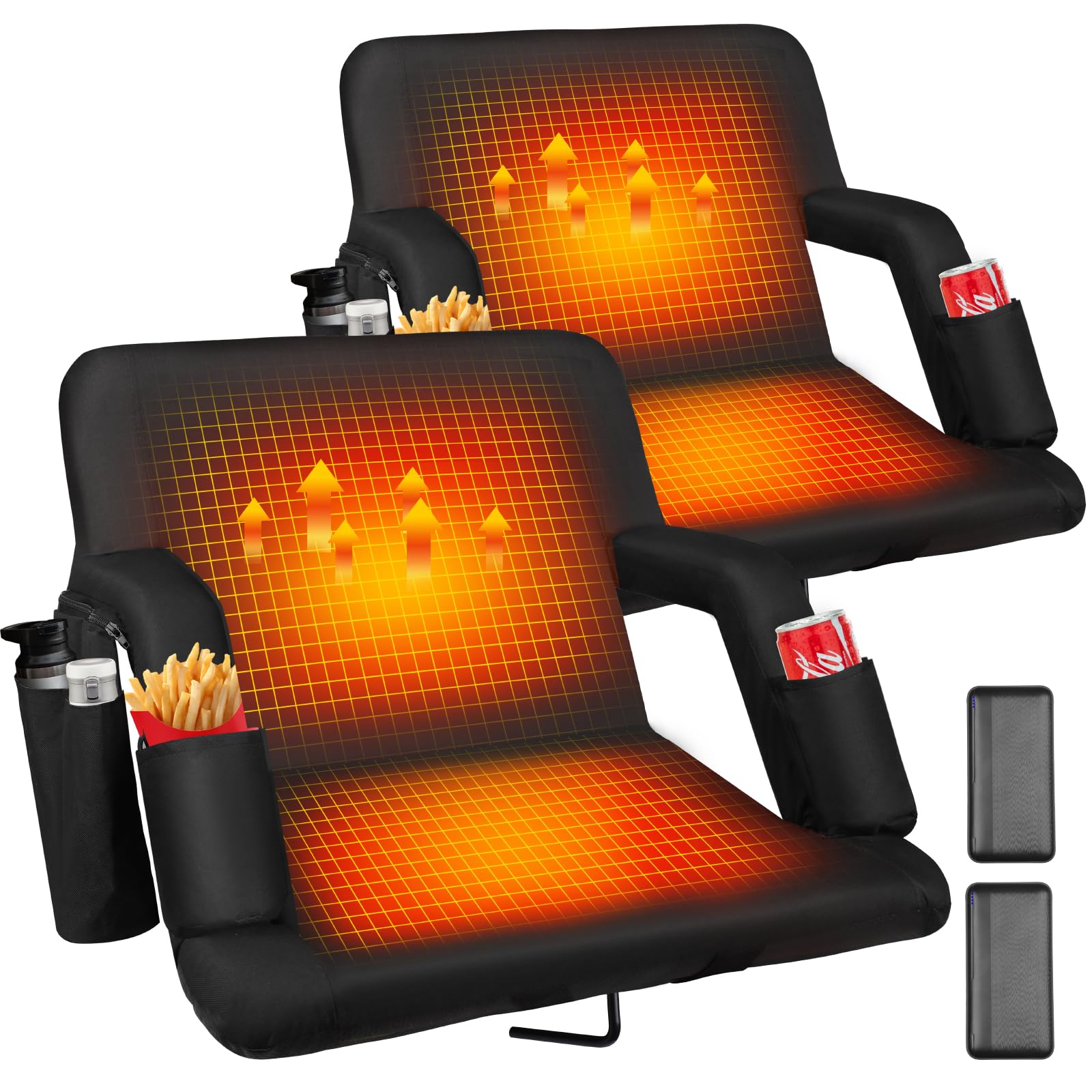 Moteoza front view folded seat showing compact portability and convenience