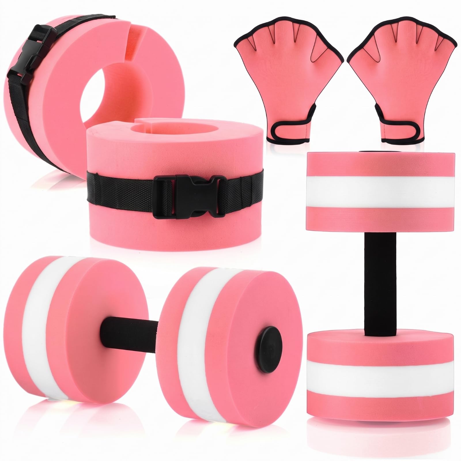 Motionchic front packaging showing pink aquatic set, highlights complete workout kit benefit