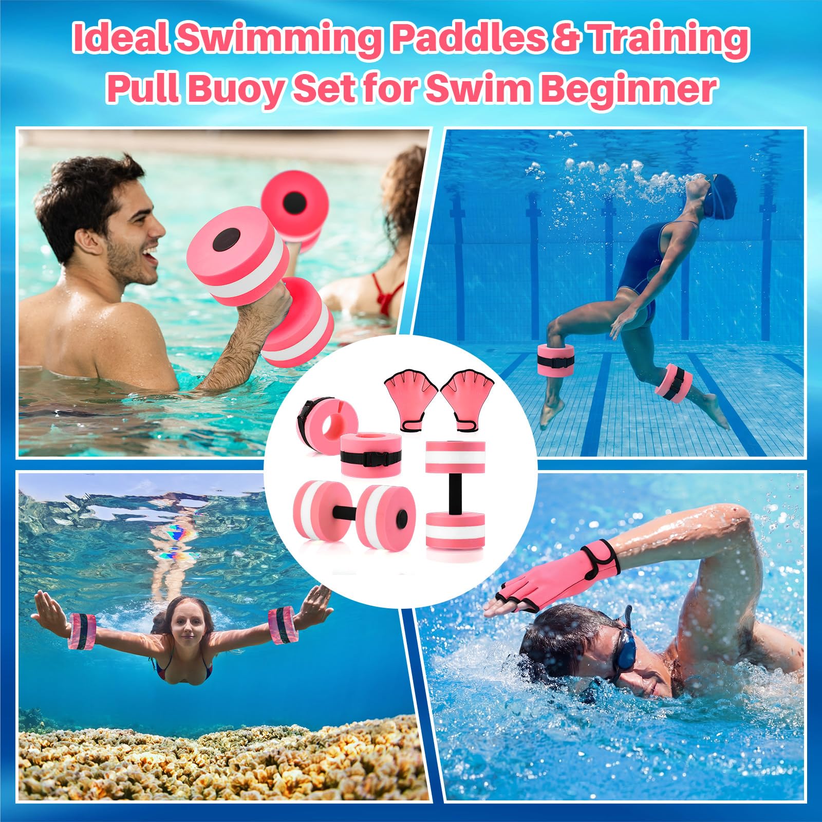 Motionchic all components laid out showing included pieces for versatile pool routines benefit