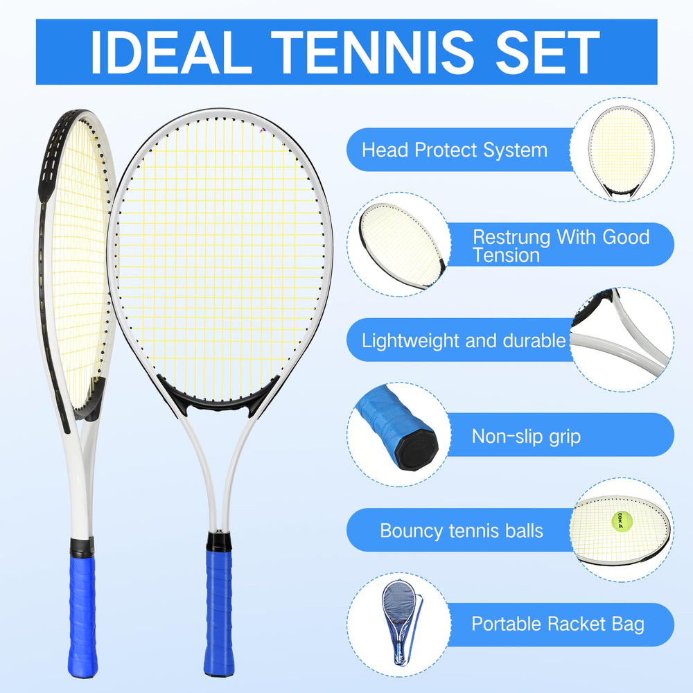 Motionchic racket beside tennis ball illustrating 27 inch scale for adult play