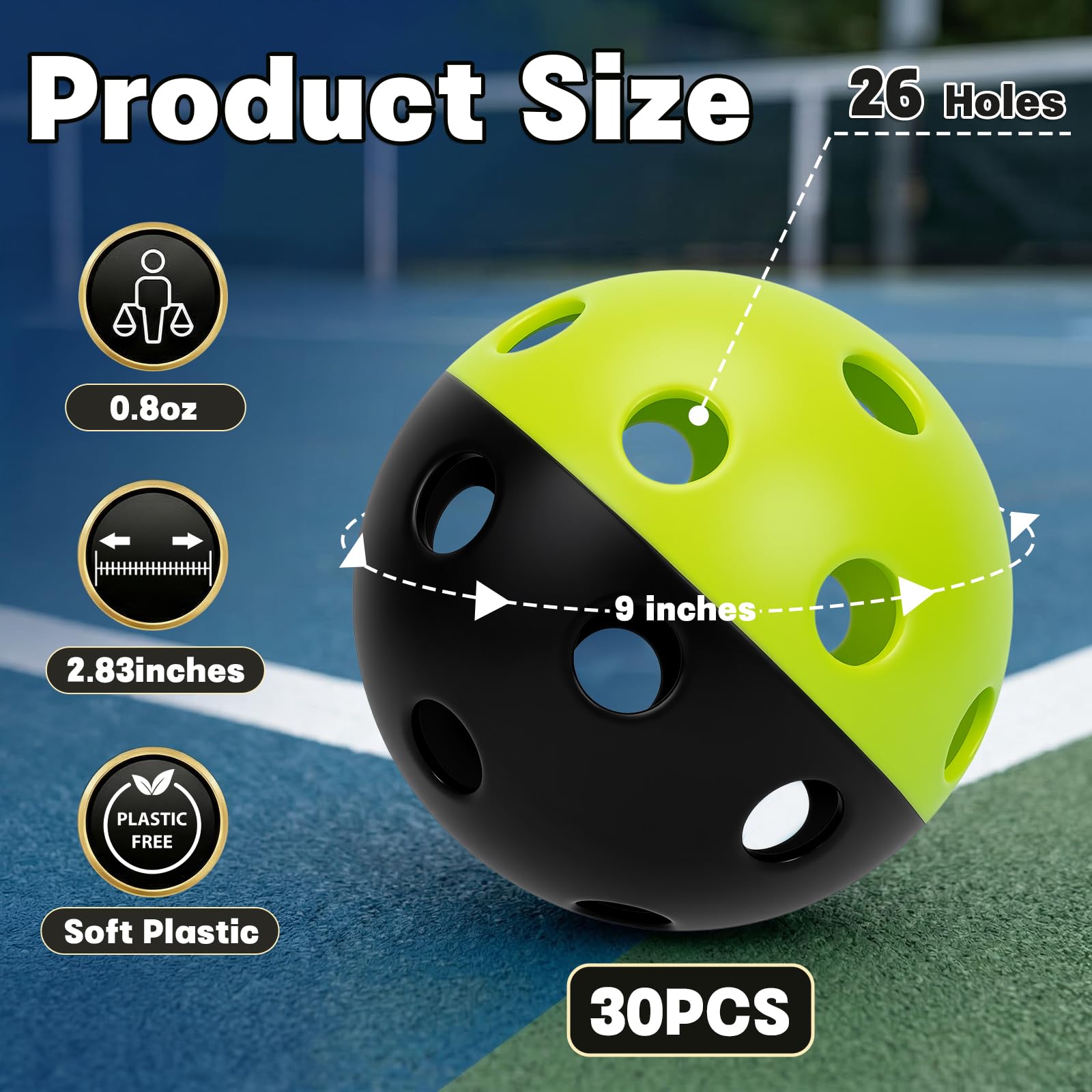Mototo close-up of 26-hole pattern showing airflow design and realistic spin benefit