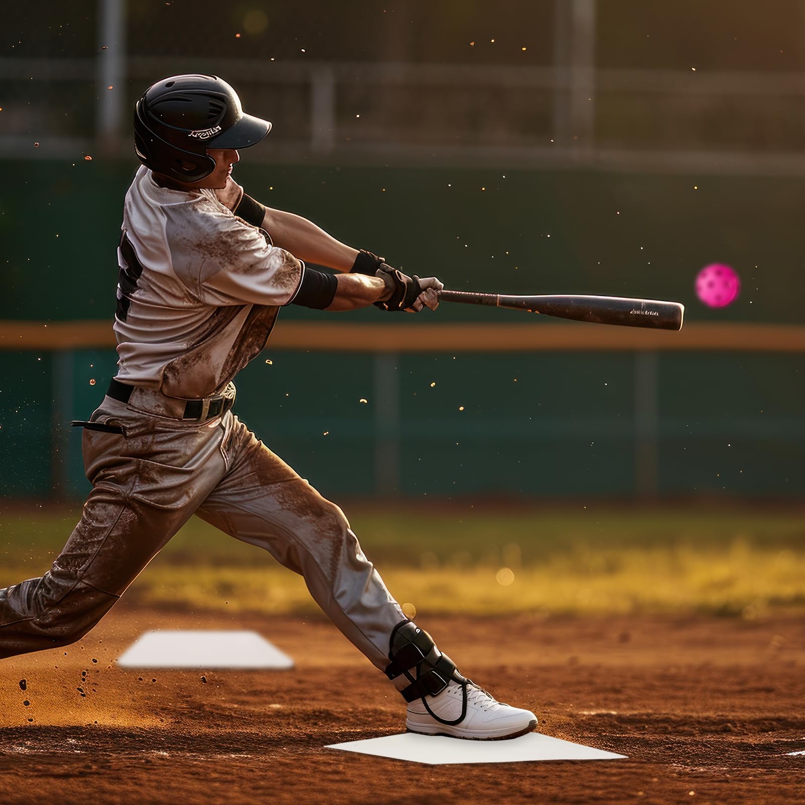 Mototo home plate beside a shoe showing scale and travel-friendly size benefit