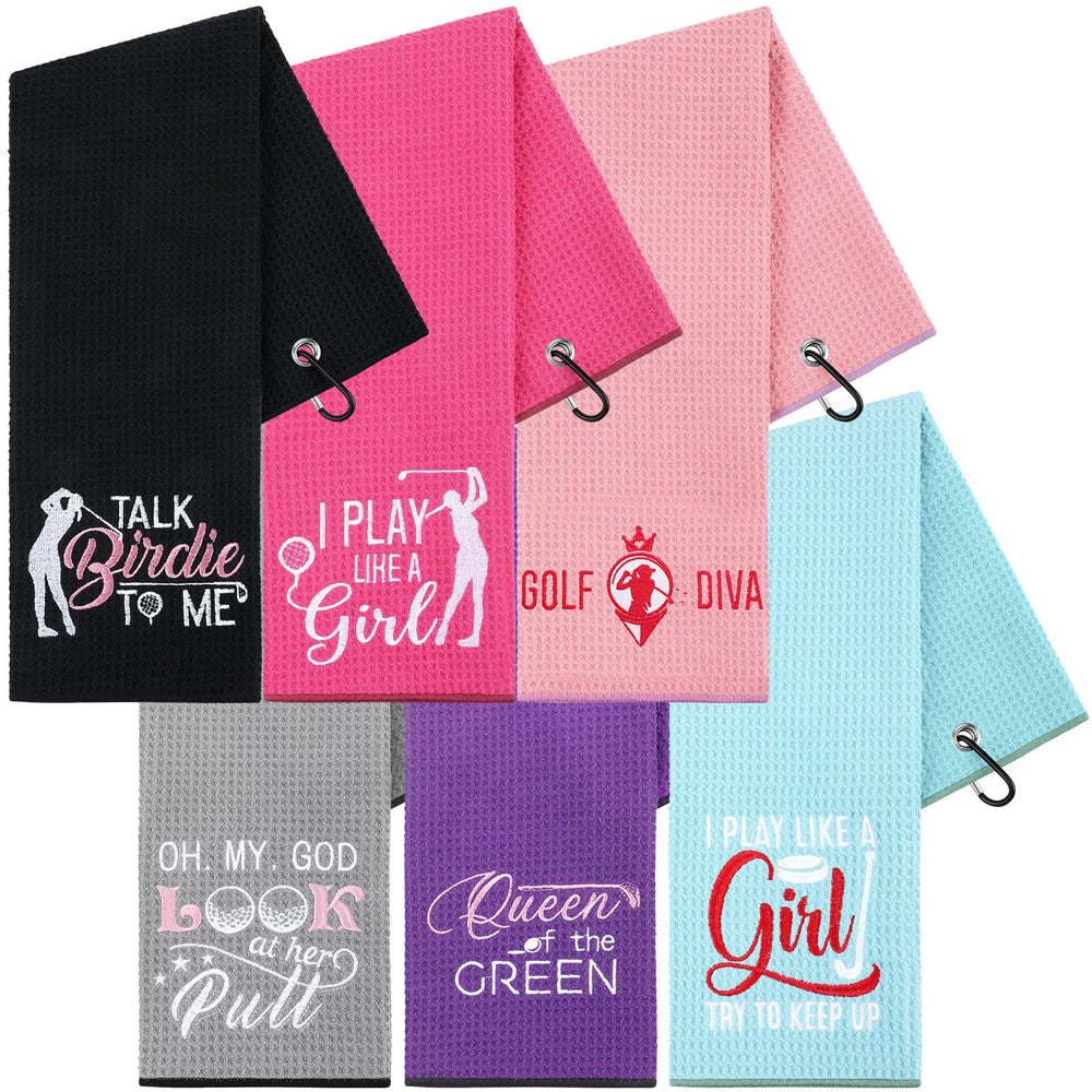 Moukeren front view of six colorful towels showing variety and convenience