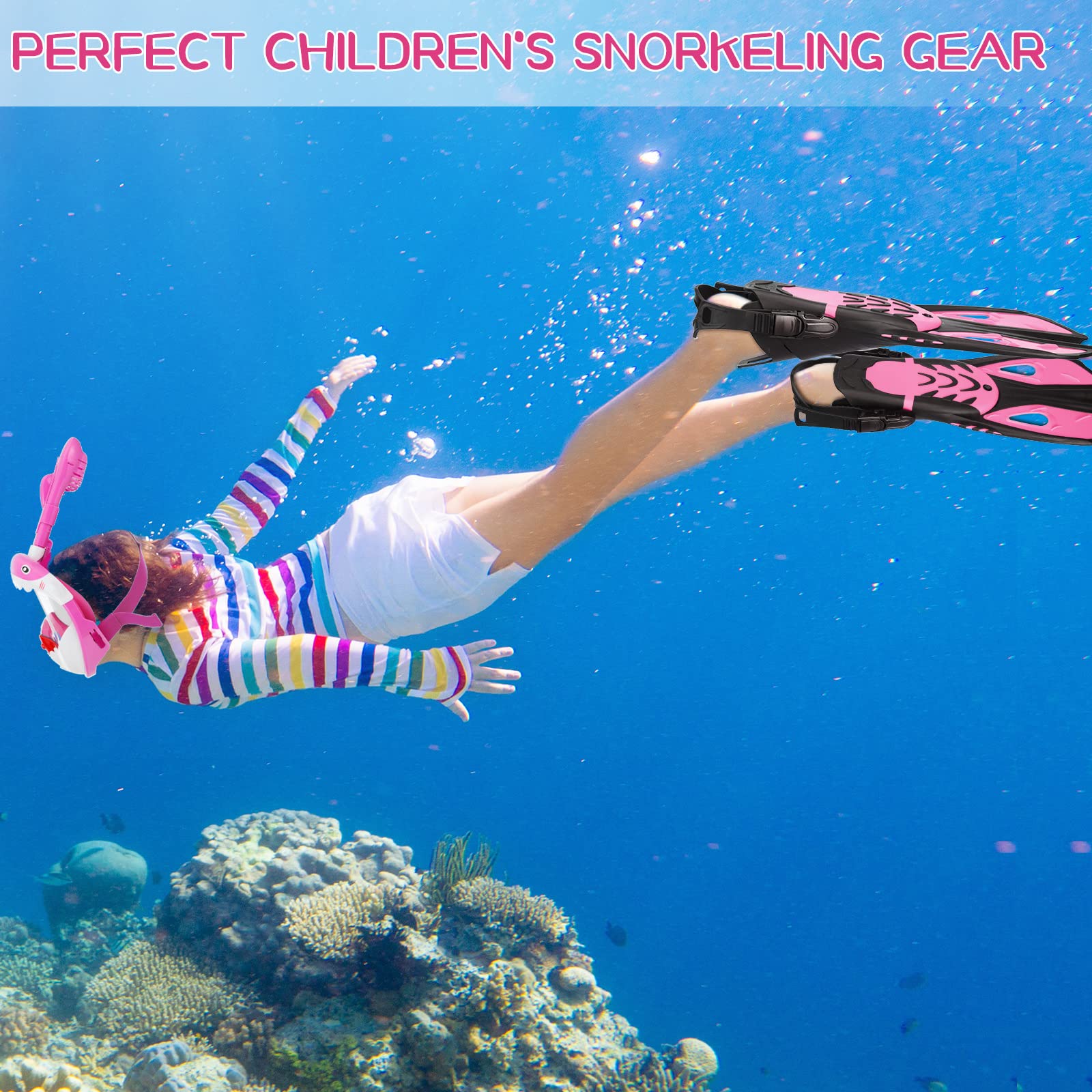 Moukeren child wearing the snorkel set poolside showing confident comfortable use