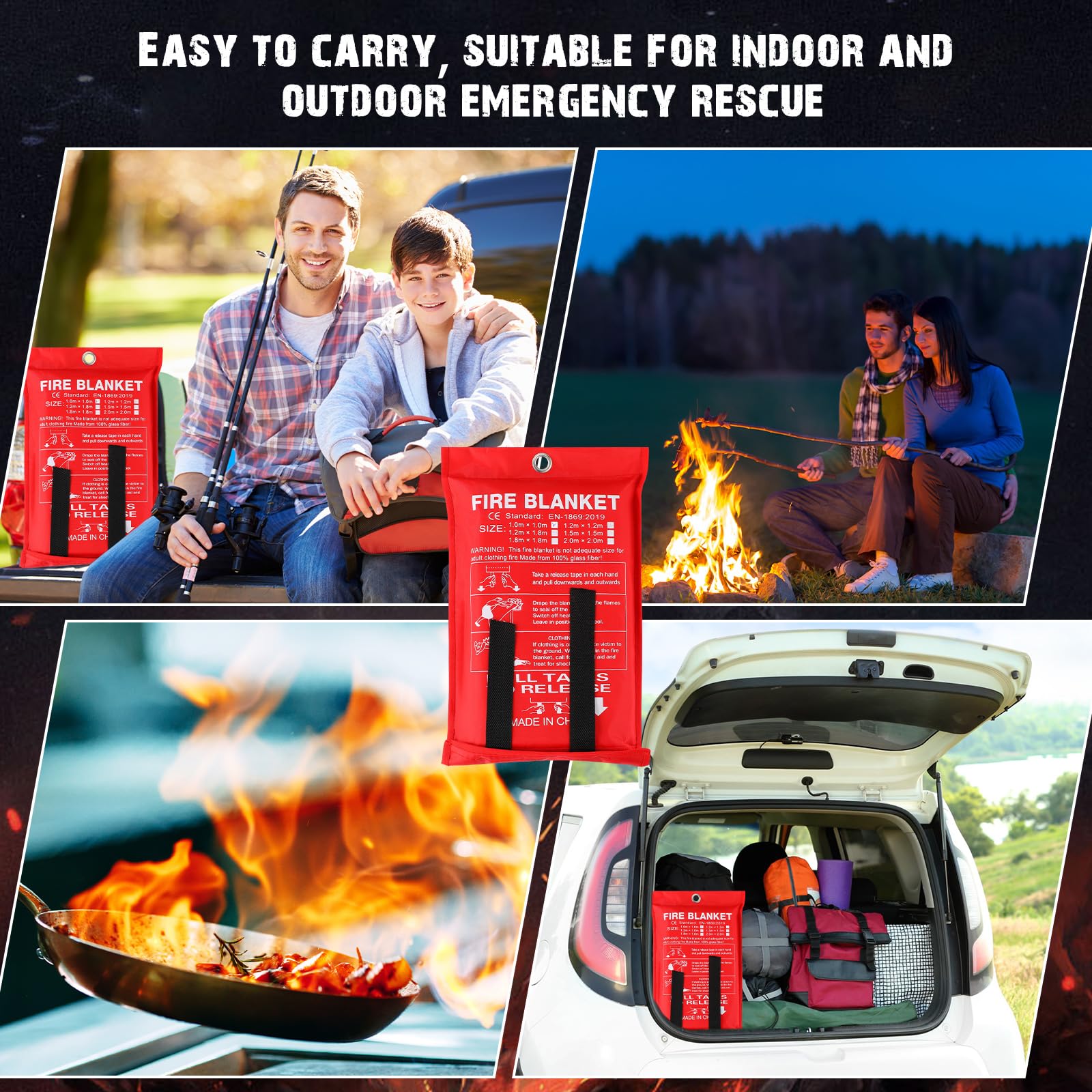Moukeren blanket in a camping setup used to smother a small grill flame safely