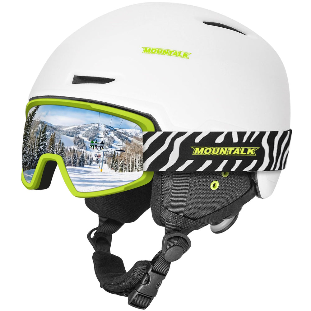MOUNTALK helmet and goggles front view showing integrated fit and clean profile for protection