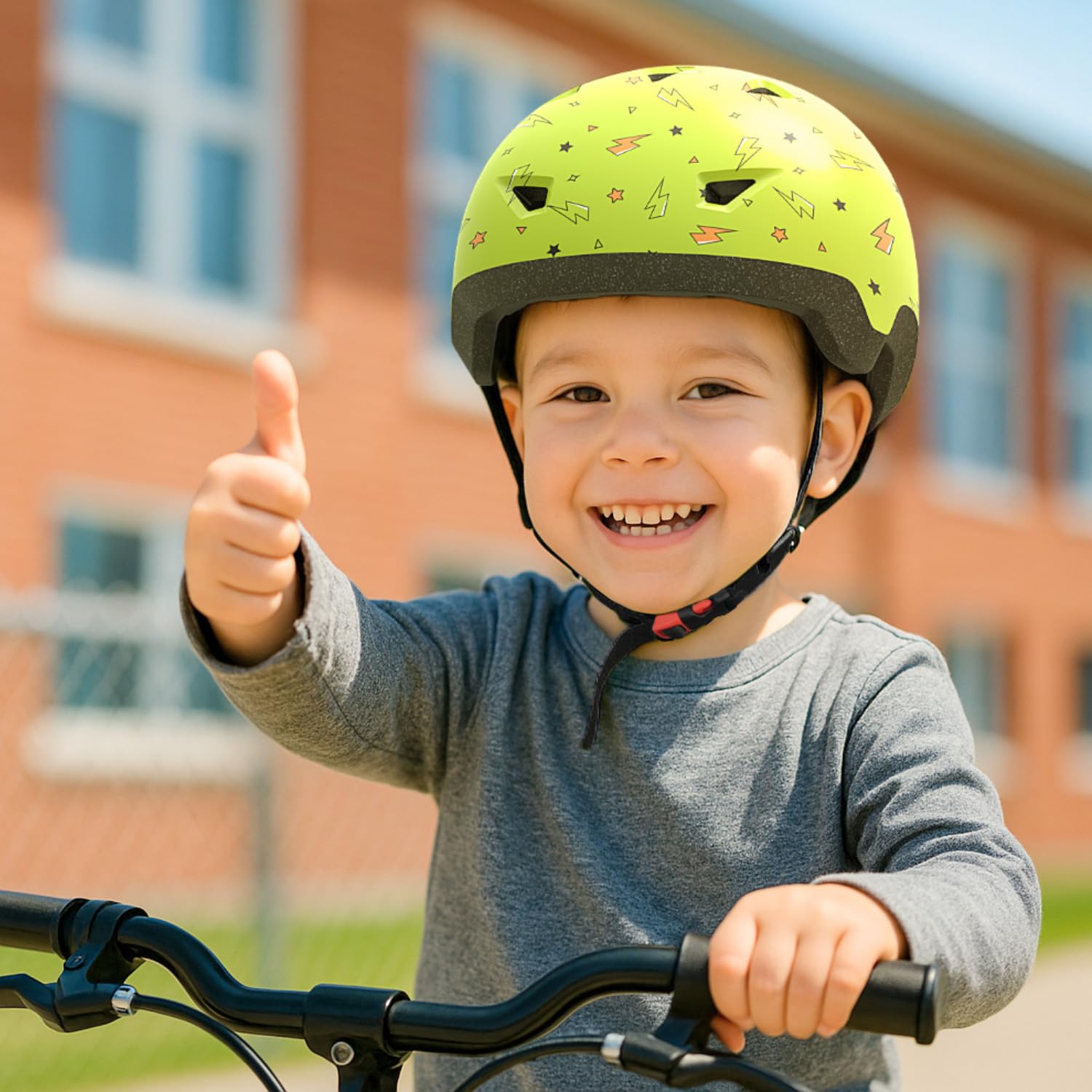 MOUNTALK Lightning helmet worn on balance bike showing comfortable ride benefit