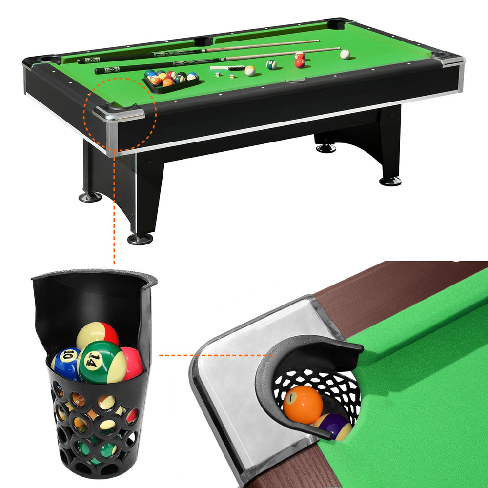 MoyanSuper replacement pockets visible on a pool table in a game room showing refreshed appearance