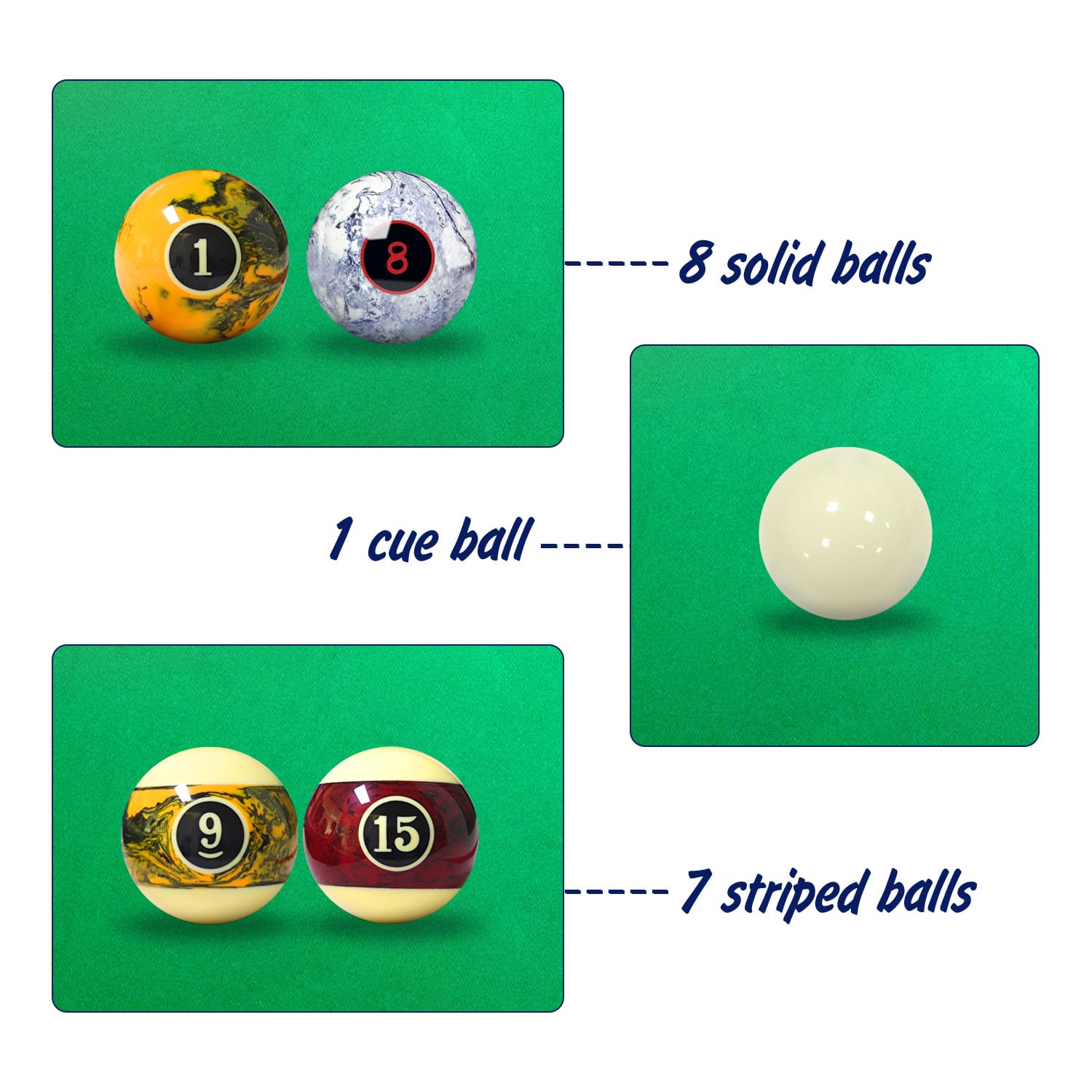 MoyanSuper racked balls on pool table showing regulation setup and ready-to-play benefit