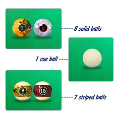 MoyanSuper racked balls on pool table showing regulation setup and ready-to-play benefit
