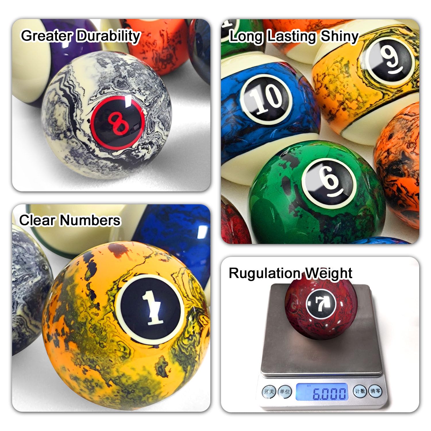 MoyanSuper balls beside a ruler showing 2-1/4 inch scale for regulation accuracy