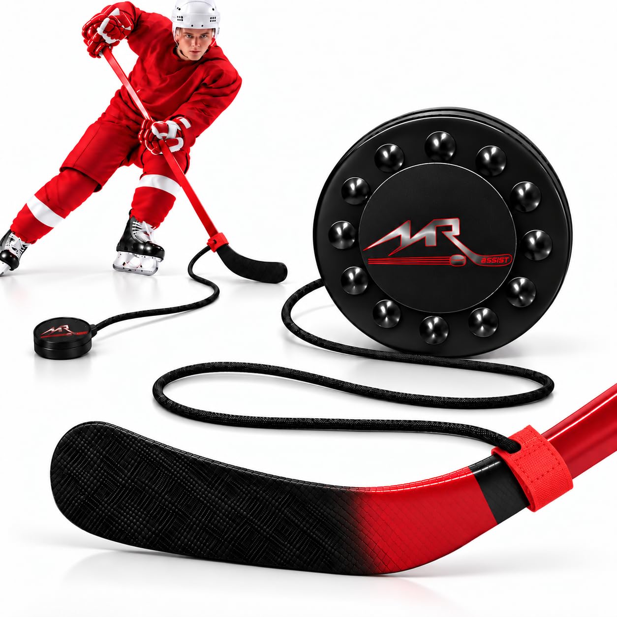 Mr. Assist front view showing compact rebounder for solo practice benefit: consistent reps