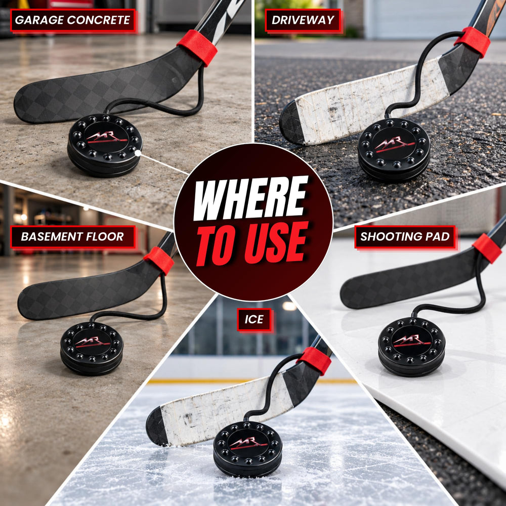 Mr. Assist on a garage floor highlighting off-ice training convenience and versatility