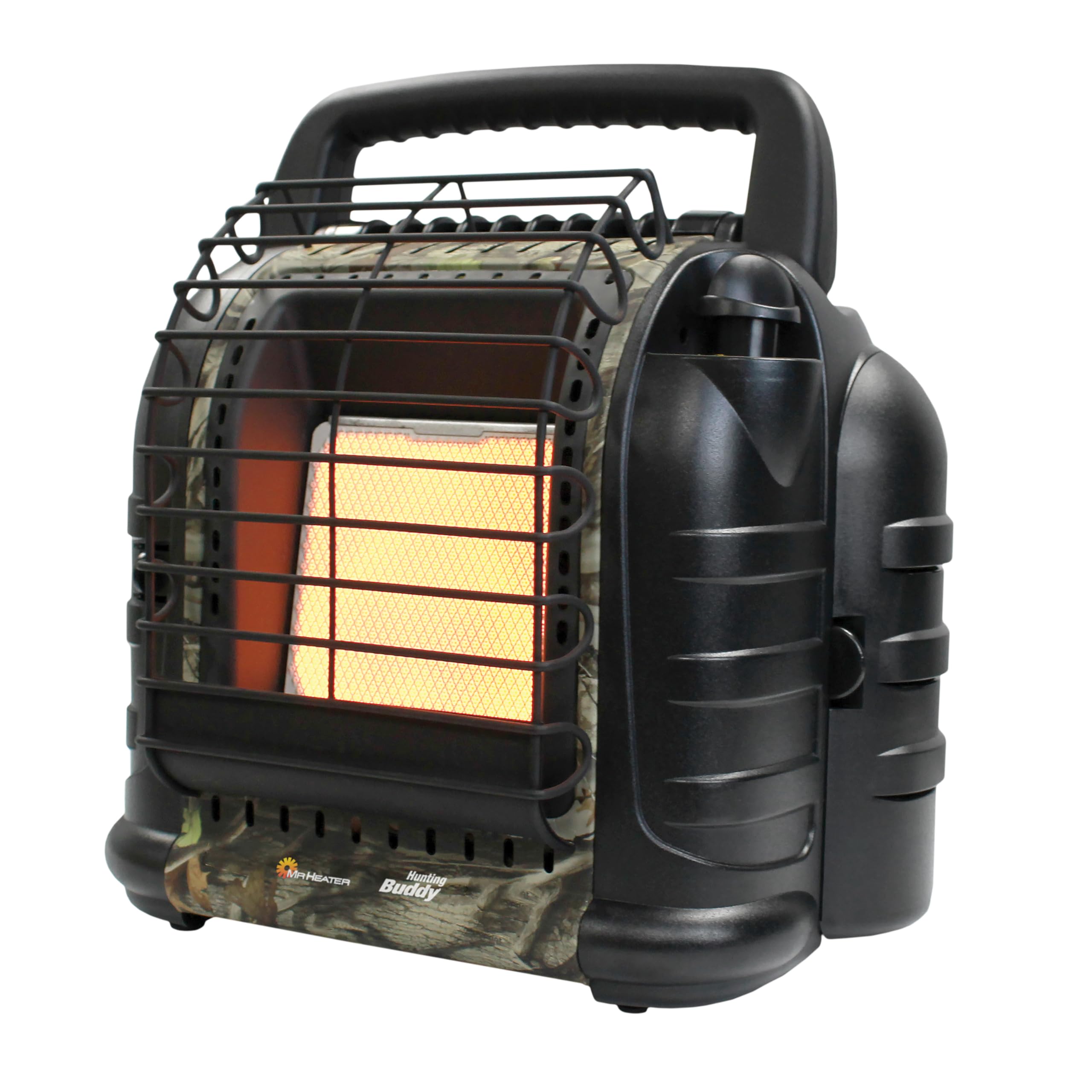Mr. Heater front view showing compact design and fast setup benefit