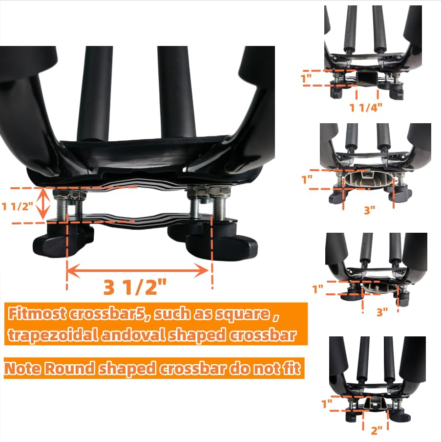 Mrhardware J-bar holding a kayak sideways to show easier loading and improved aerodynamics