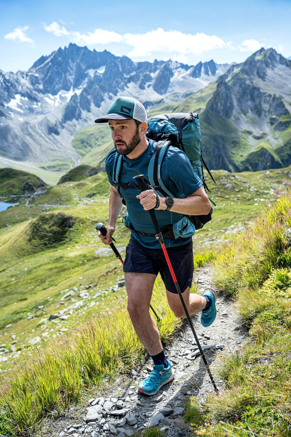 MSR DynaLock Ascent in use on mountain ascent showing fast deployment and stability
