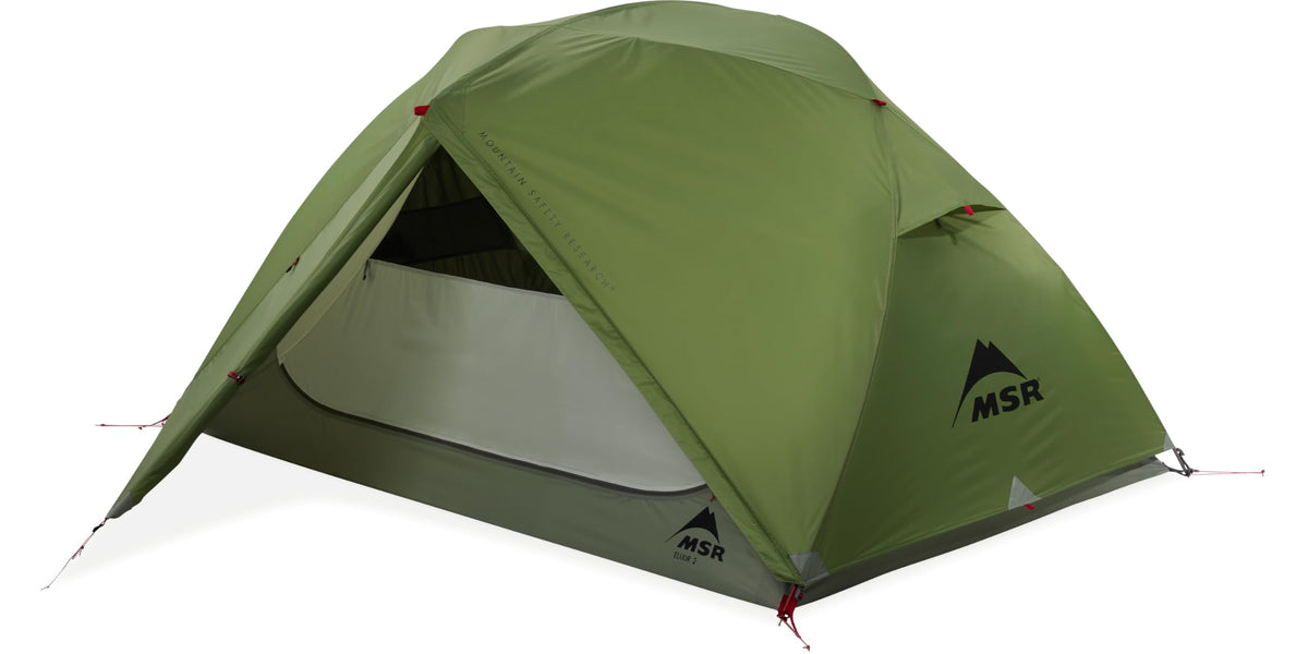 MSR Elixir front exterior pitched, shows reliable waterproof protection