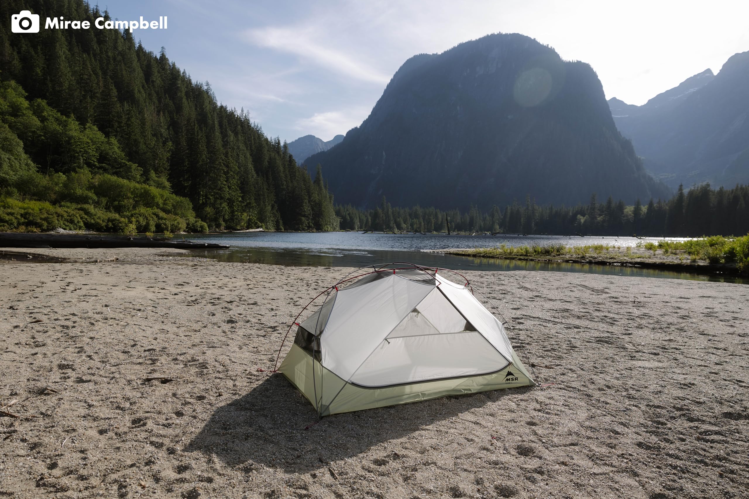 MSR Elixir two people sleeping on wide pads, offers spacious sleeping area