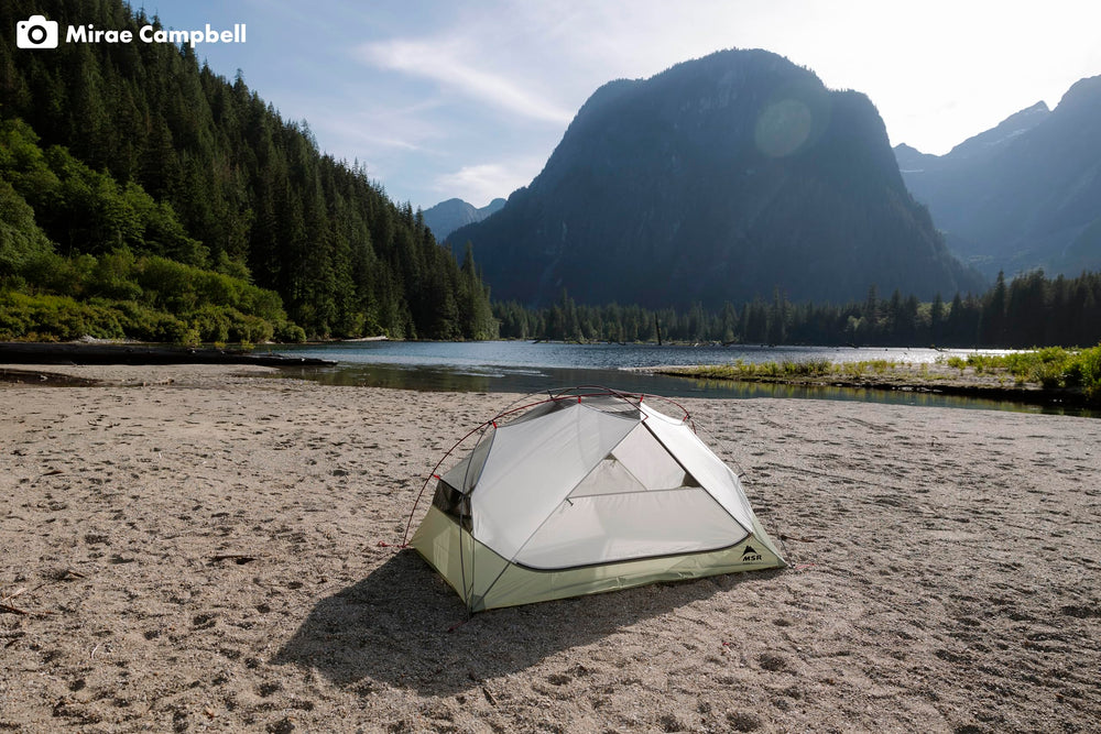 MSR Elixir two people sleeping on wide pads, offers spacious sleeping area