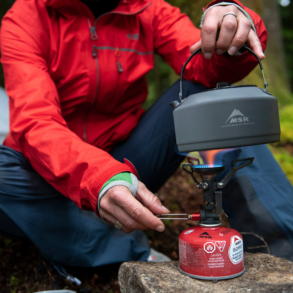 MSR Pika interior with PocketRocket stove stowed to show space-saving packability