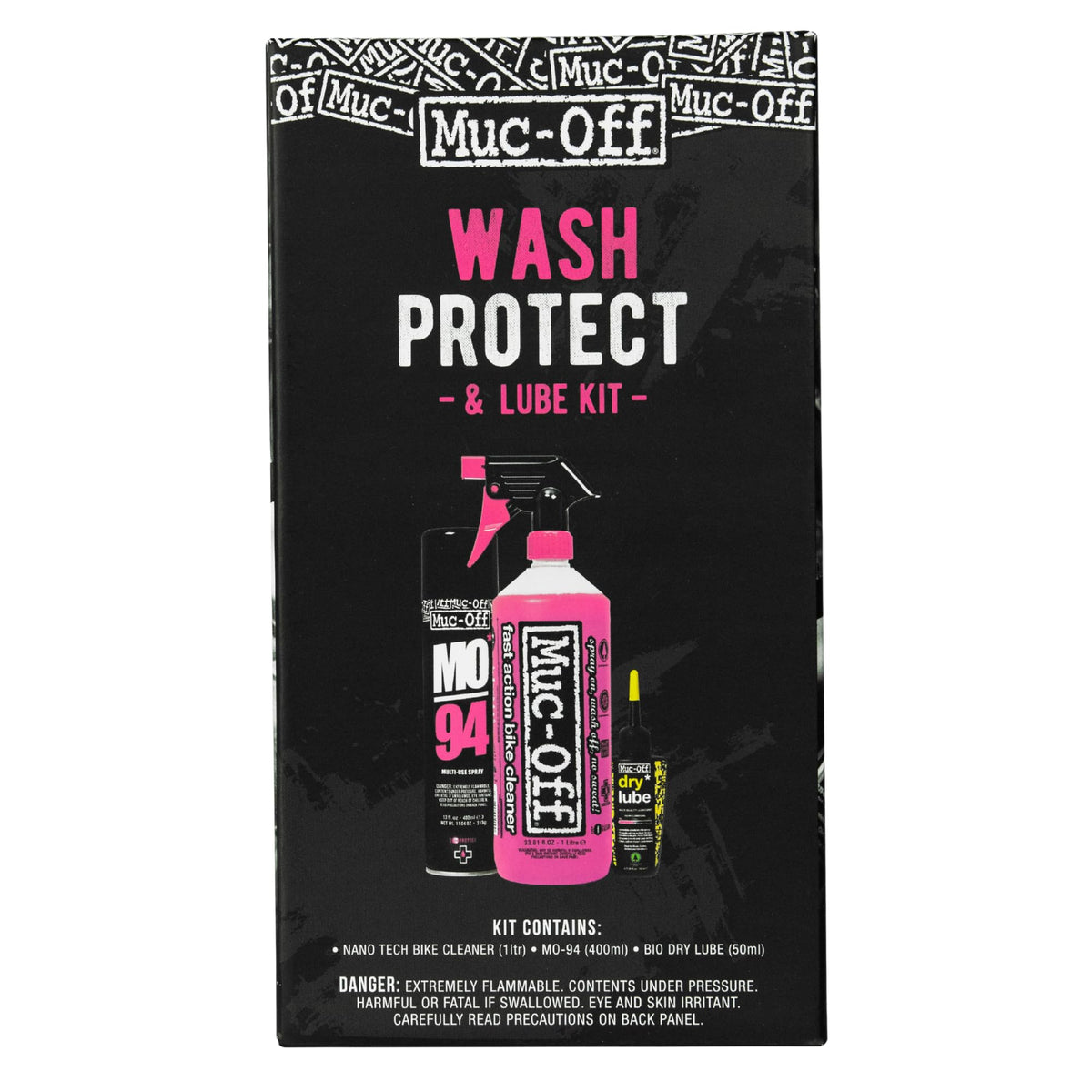 Muc-Off kit front packaging showing all included products and clear kit overview