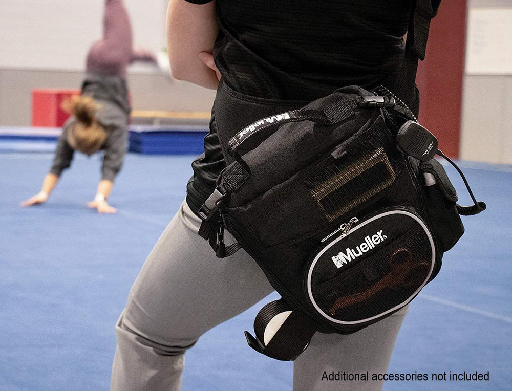 MUELLER bag worn by coach at sideline showing easy reach and mobility