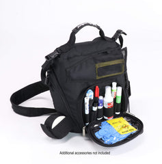 MUELLER fully unzipped sling bag open for fast packing and complete access
