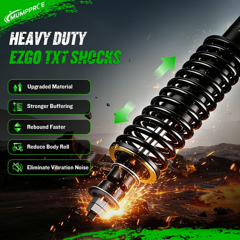 MUMPPRCE close-up of heavy-duty coil spring and damper showing durable construction and smoother rides