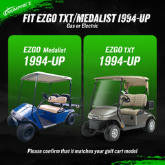 MUMPPRCE shock installed on EZGO TXT front suspension demonstrating improved steering stability