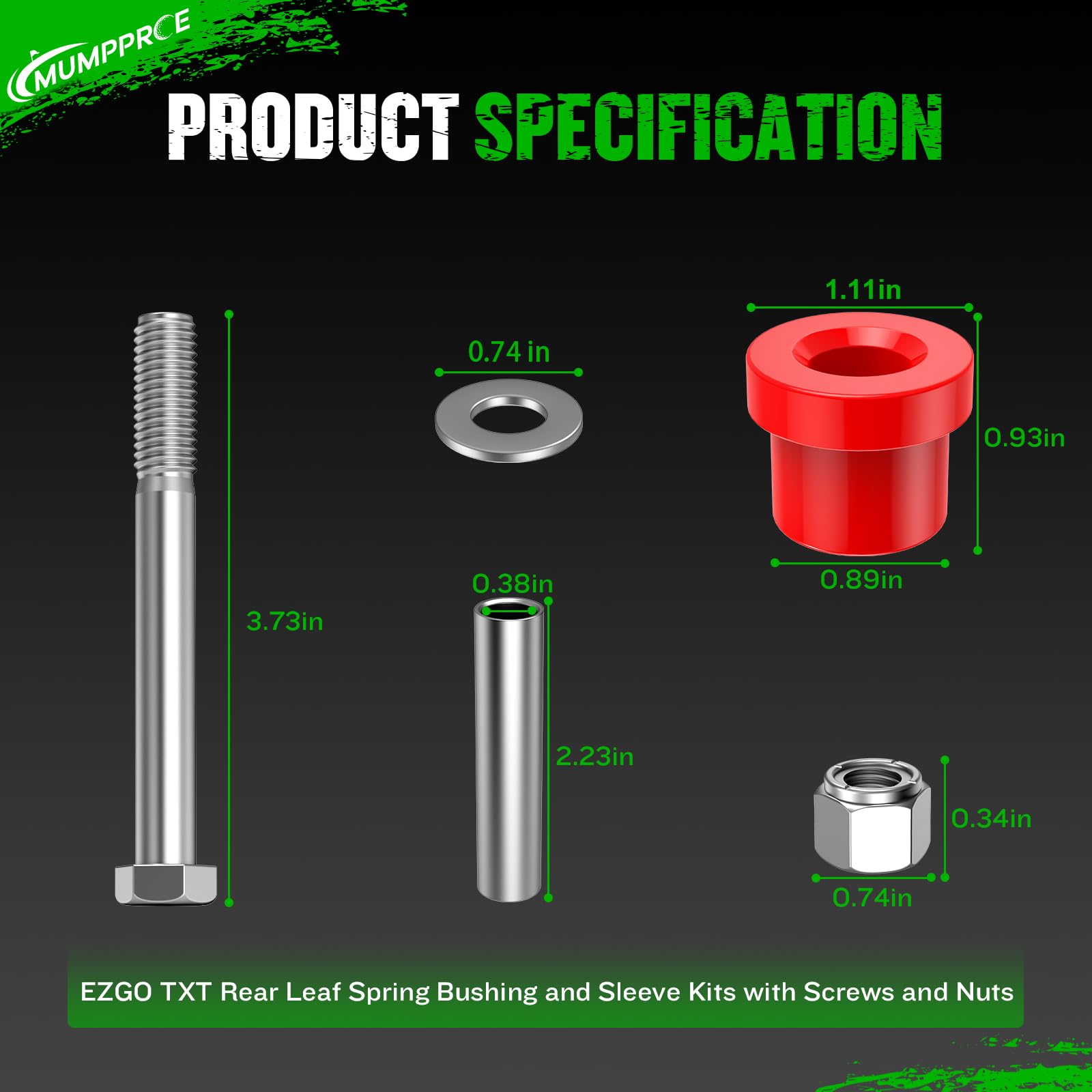 MUMPPRCE installed bushing on leaf spring demonstrating quieter, firmer suspension performance