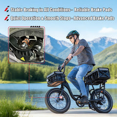 MurDvll brake pads installed on a RadRover front wheel demonstrating straightforward fit and safety