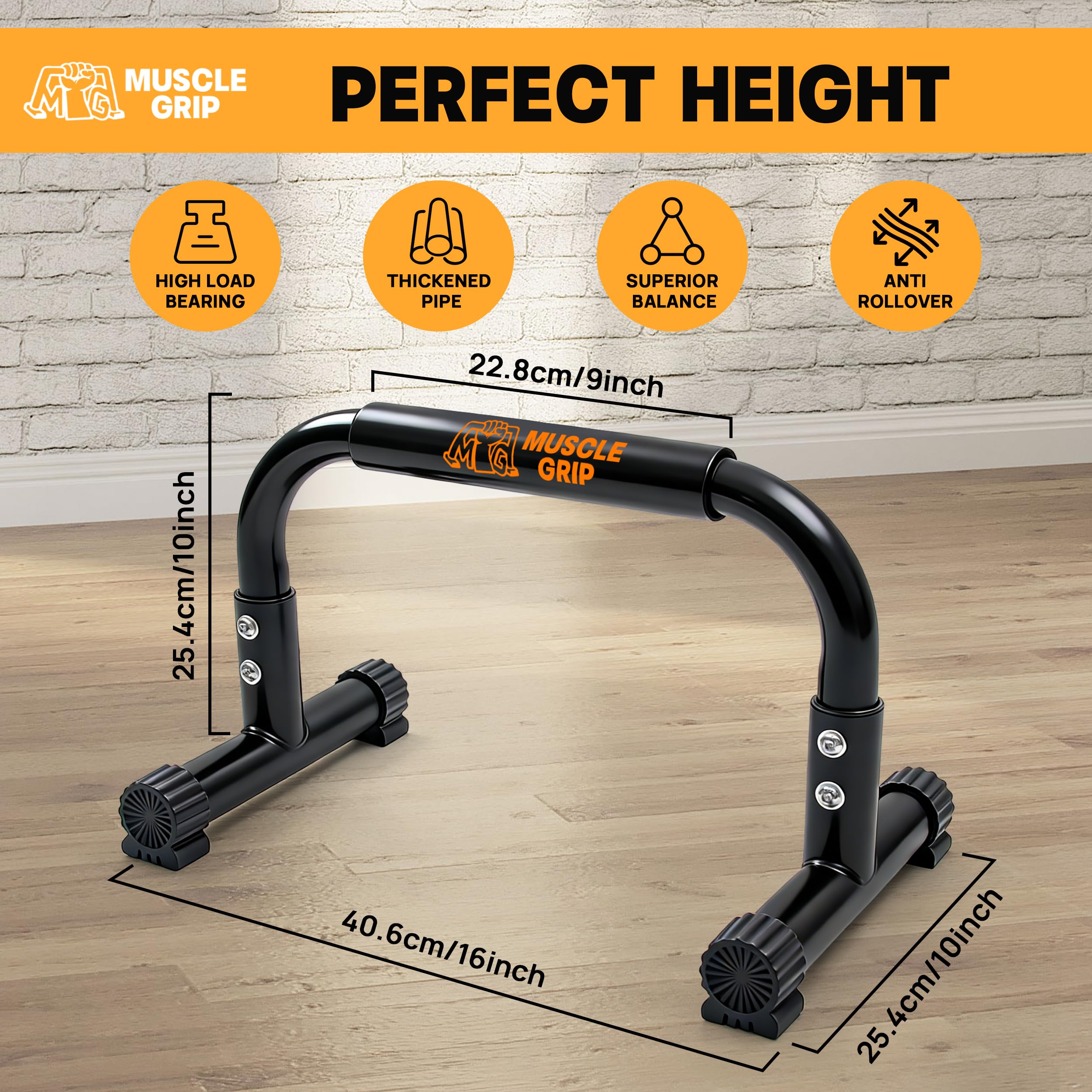 Muscle Grip in-use push-up demonstrating increased range of motion and stability