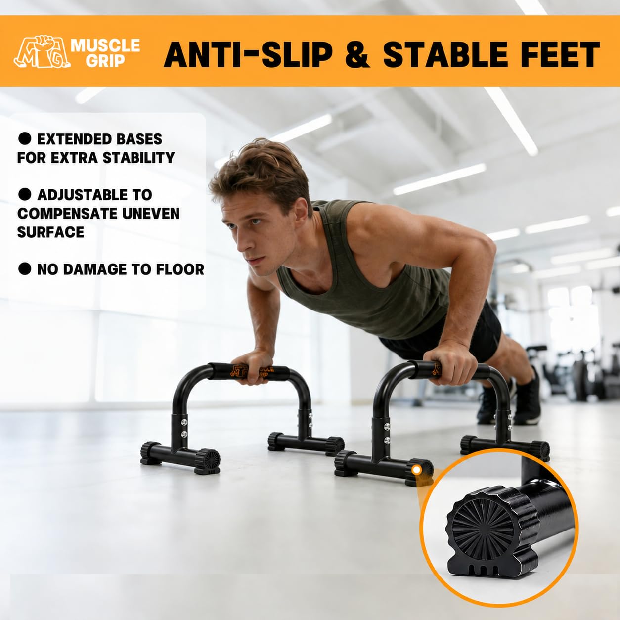 Muscle Grip size comparison next to water bottle showing compact portability advantage