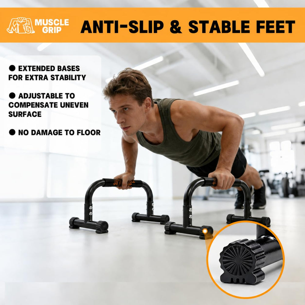Muscle Grip size comparison next to water bottle showing compact portability advantage