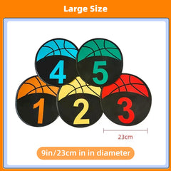 MUSKULO MONSTRO discs arranged on a court illustrating drill organization benefit