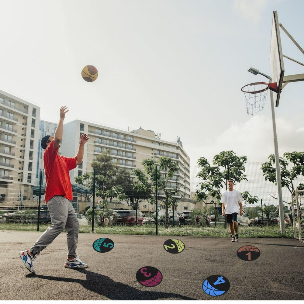 MUSKULO MONSTRO discs set up on playground demonstrating weatherproof use