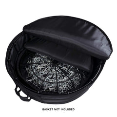 MVP bag opened showing compartments that protect basket components