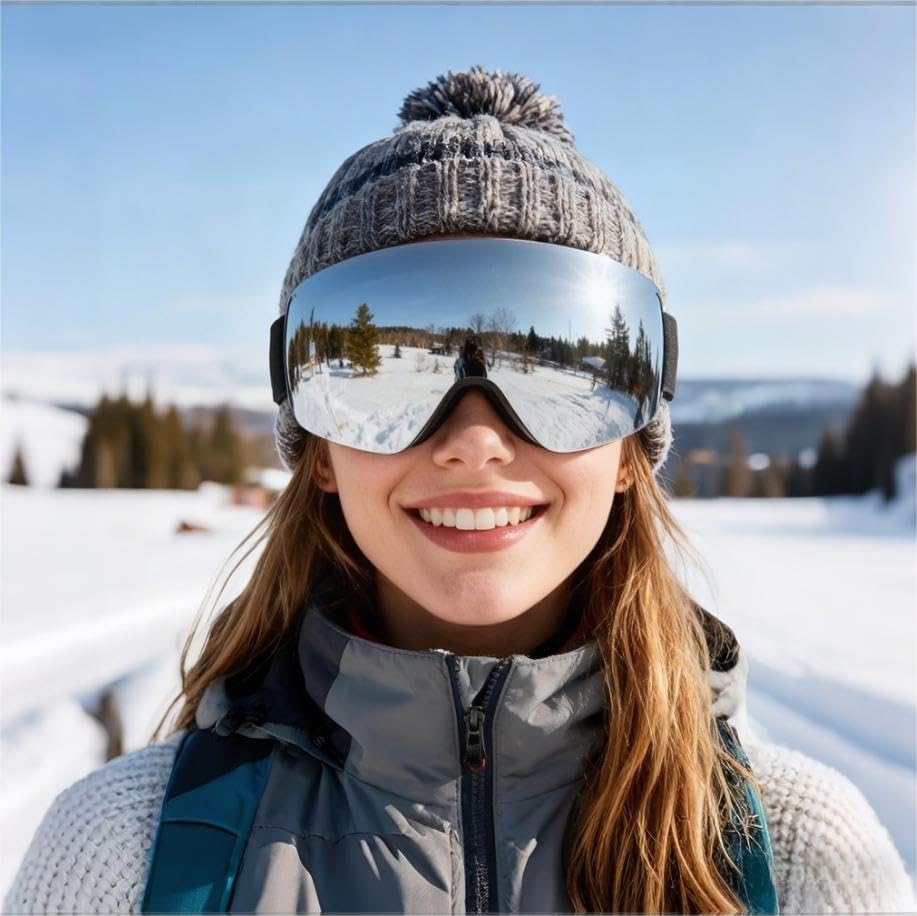 MXJ Gear action shot on slope showing improved visibility and style