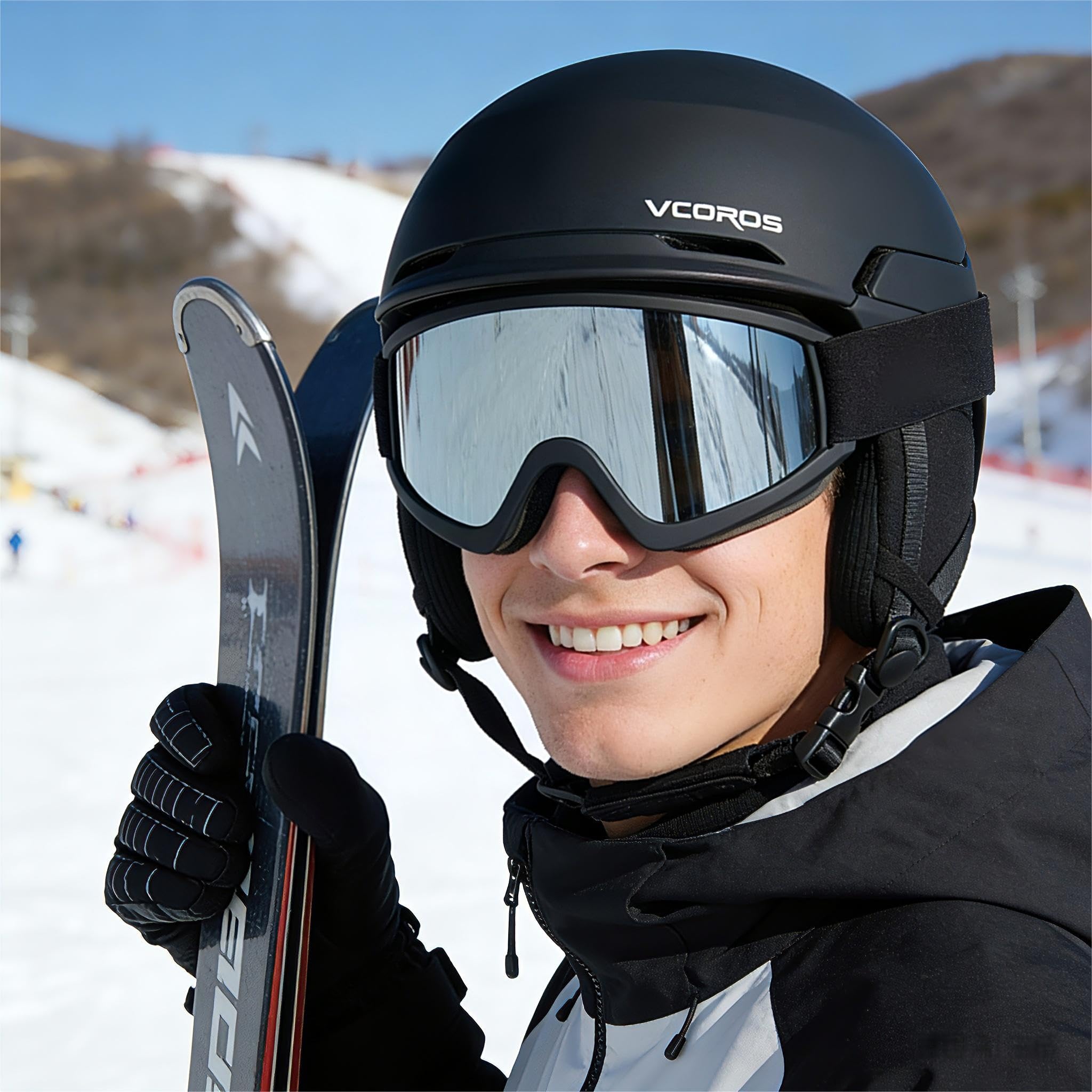 MXJ Gear helmet and goggles packed in a ski bag for travel convenience