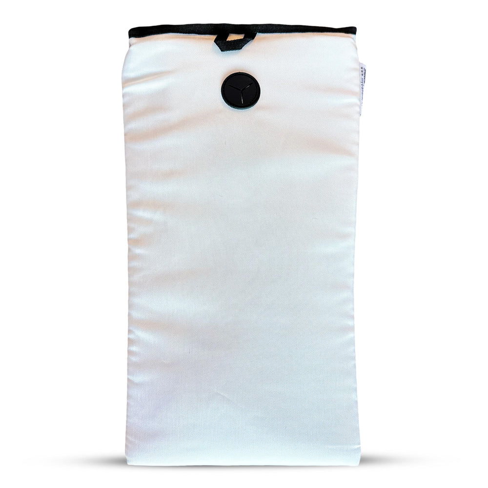 MyBand front view of insulated sleeve showing shape and zipper, keeps bladder cold