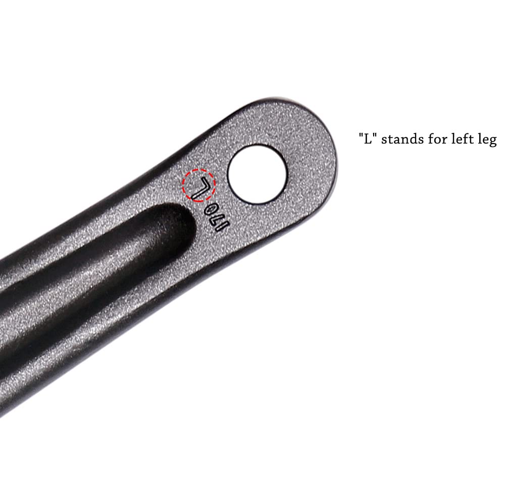 Myccymt crank arm next to scale illustrating light 200–214g weight advantage