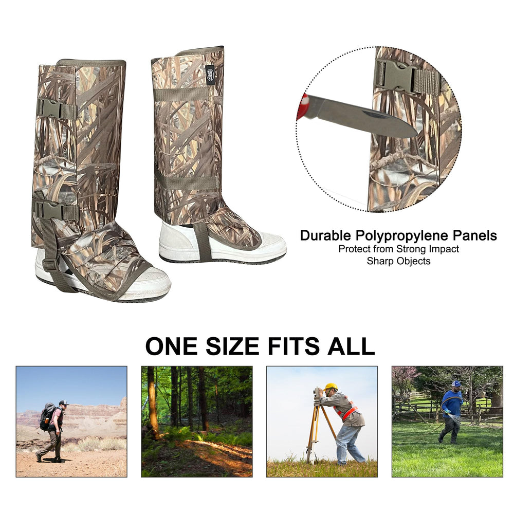 MYDAYS OUTDOOR gaiters in use while hiking providing leg safety in brush