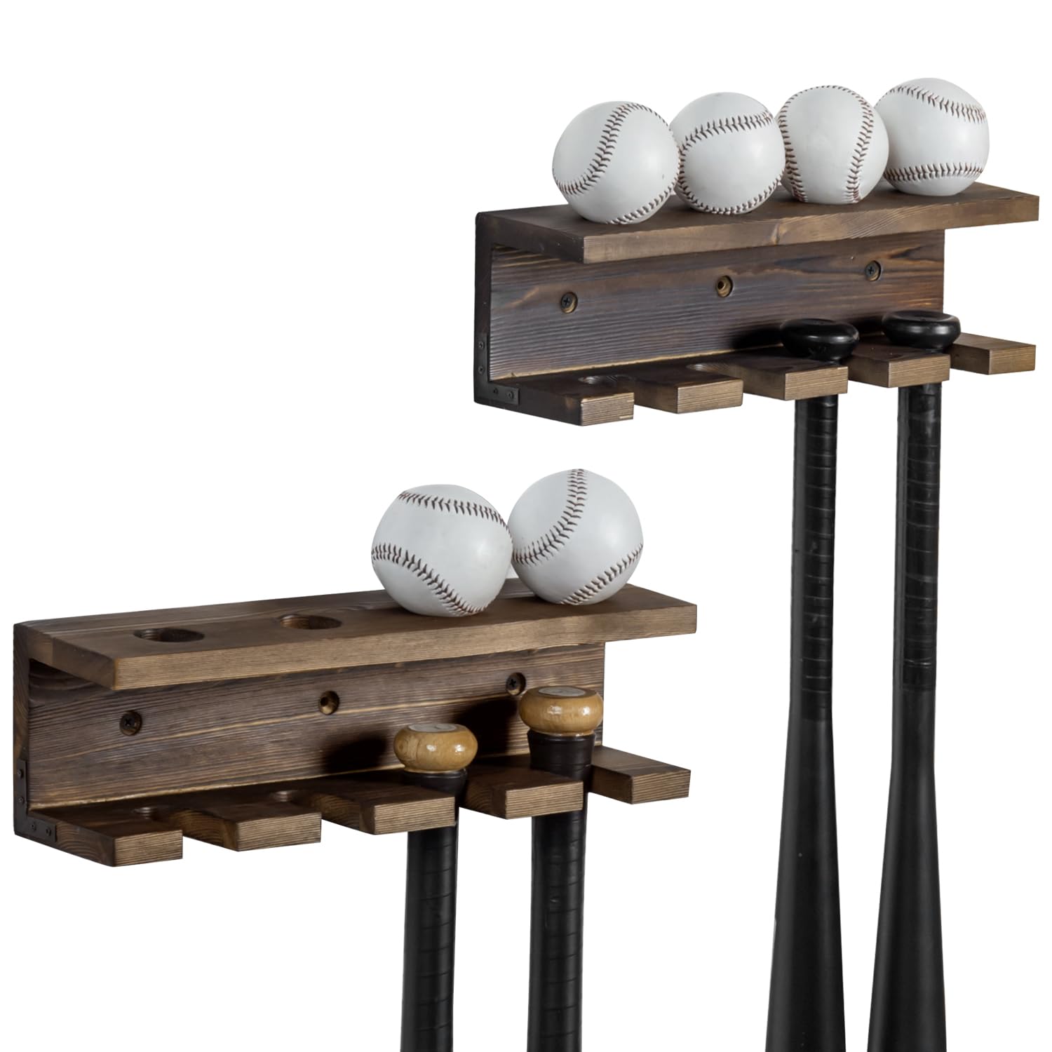 MyGift front view shelf showing burnt wood finish and bat slot benefit visible