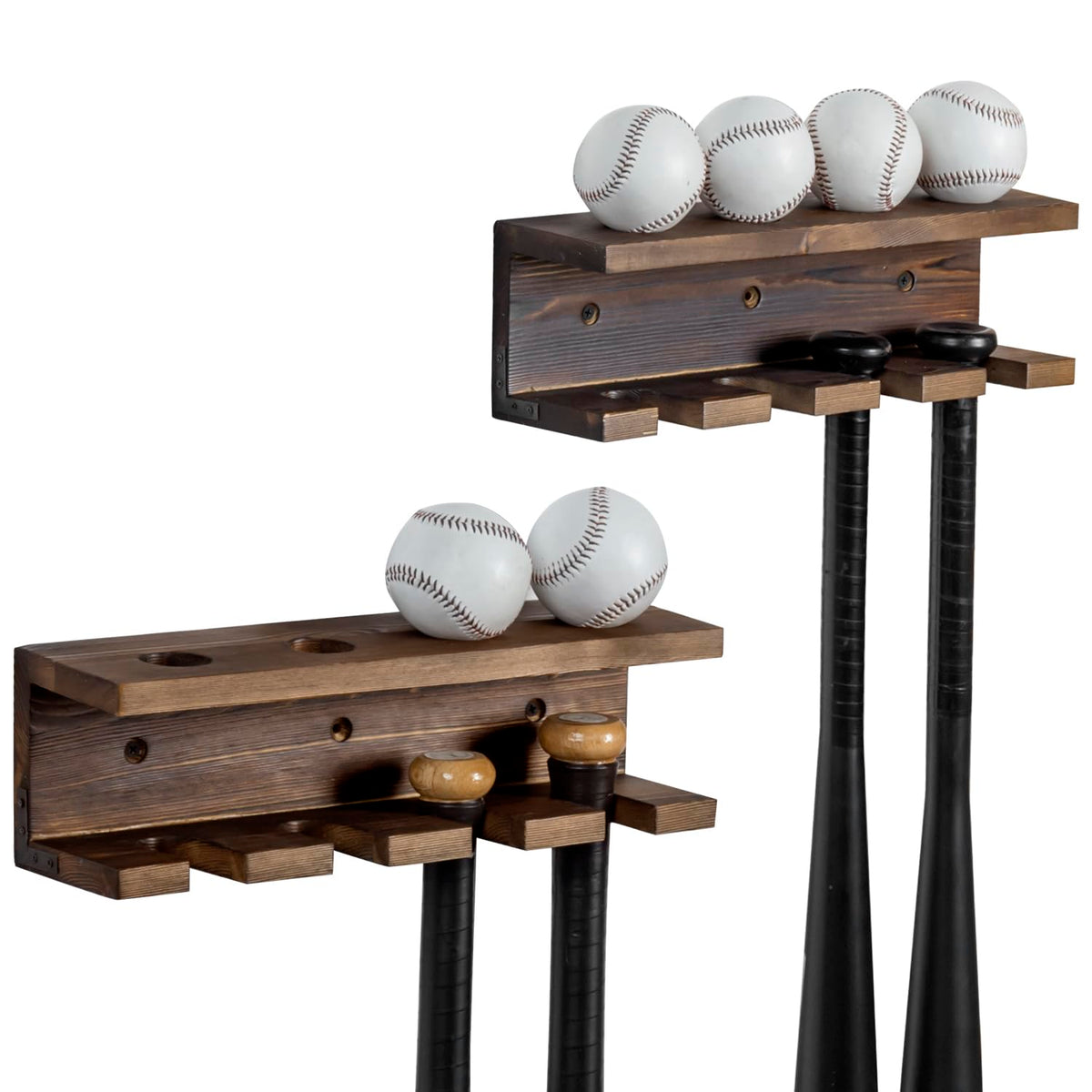 MyGift front view shelf showing burnt wood finish and bat slot benefit visible