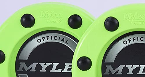 Mylec puck in use on asphalt with stick showing improved tracking benefit