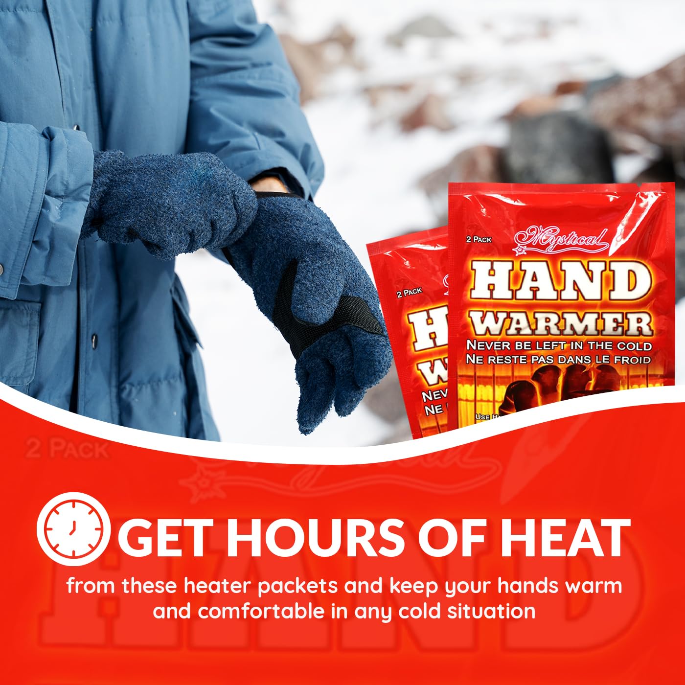 Mystical Fire warmers used outdoors by hiker offering reliable heat