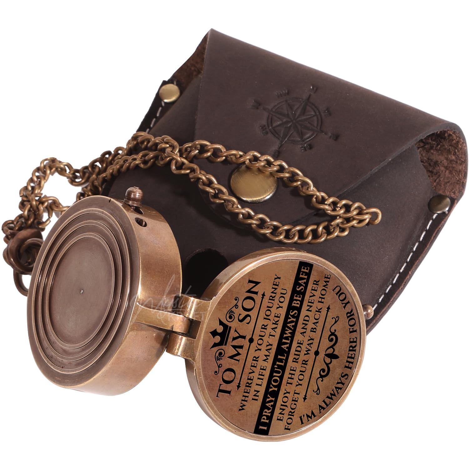 MYSTICKRAFT compass beside coin to show compact size and easy portability