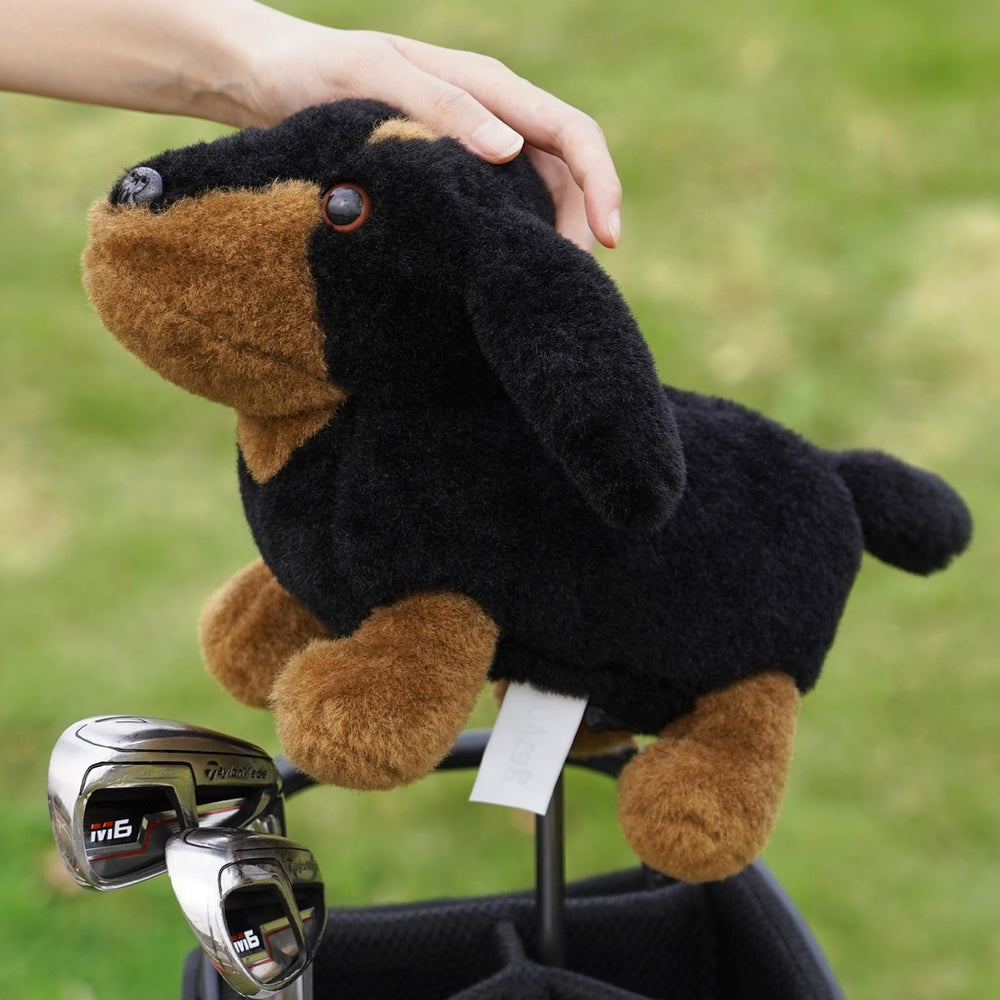 mytag dachshund on golf cart adding personality and easy identification