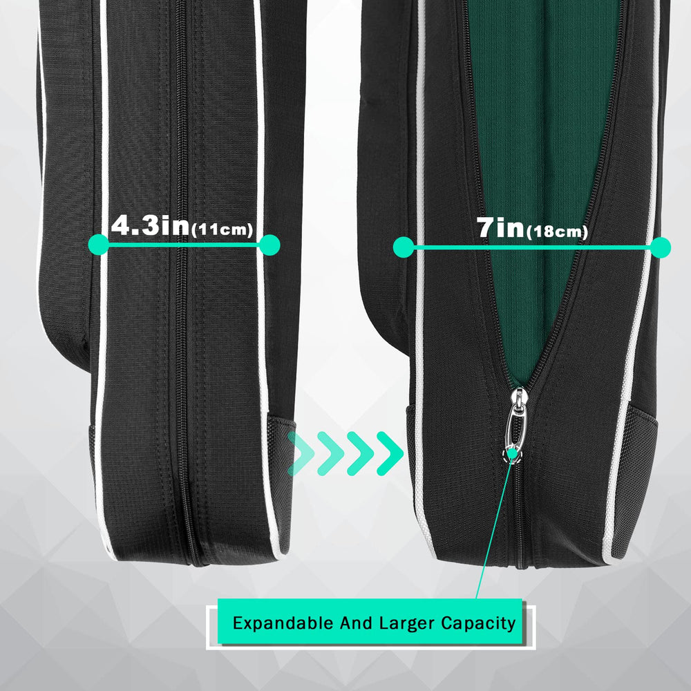 mytag front pockets open with balls and tees for quick access benefit